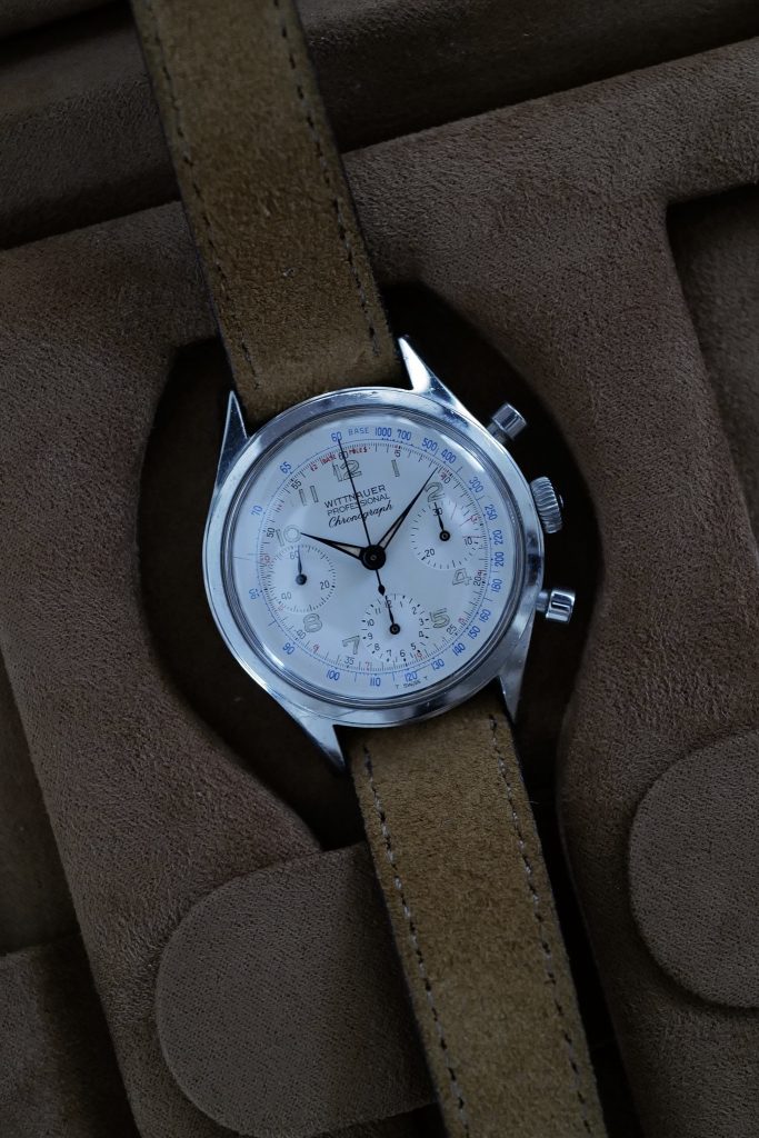 Stylish Vintage 1960s Wittnauer Professional Chronograph Valjoux 72
